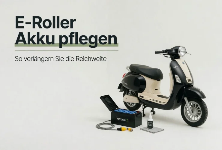E-Roller Akku wird in der Werkstatt geprüft