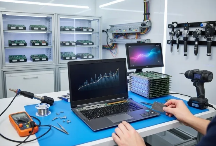 M.2 NVMe SSD wird in einen Laptop eingebaut fuer mehr Geschwindigkeit
